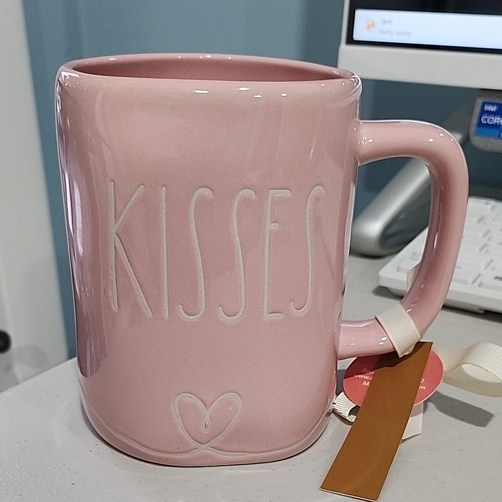 Rae Dunn Pink 'Kisses' Mug